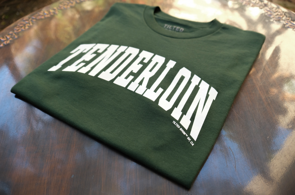 Tenderloin Arch T-Shirt -- green– Tilted Brim